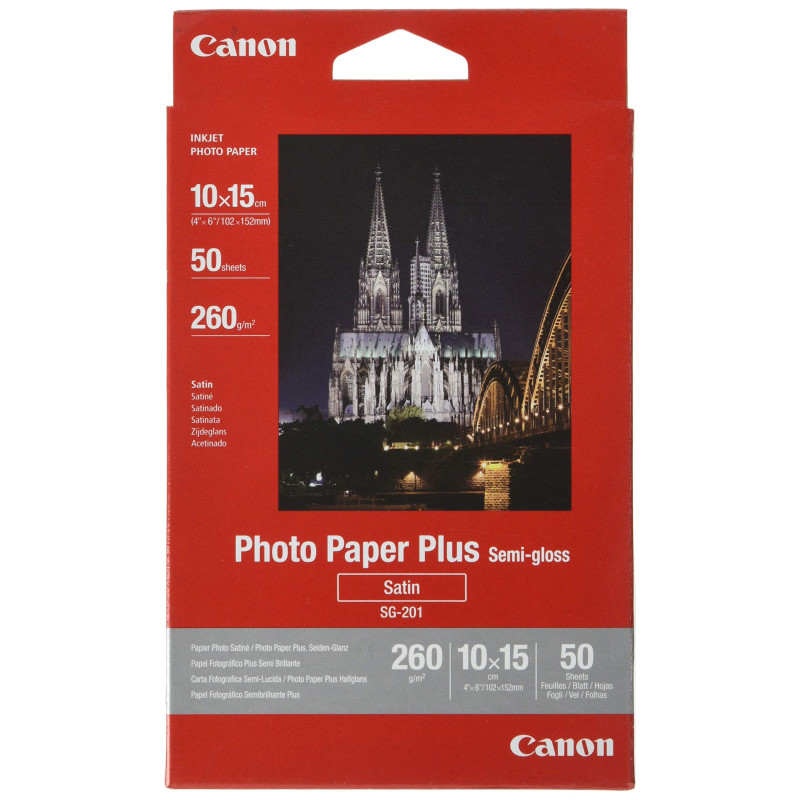 Canon SG-201 Papier Photo Satiné Format 10X15 (50 feuilles) Noir