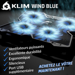 KLIM Wind - Refroidisseur Ordinateur Portable - Plus de 500 000 unités vendues + Nouveau Version + Le Plus Puissant + 4 Ventilat