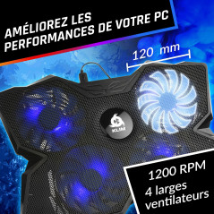 KLIM Wind - Refroidisseur Ordinateur Portable - Plus de 500 000 unités vendues + Nouveau Version + Le Plus Puissant + 4 Ventilat