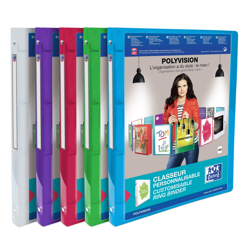 Oxford 100202273 Polyvision 959034-20 Classeur personnalisable Coloris Assorties Lot de 12 Transparent Oxford 100202273 Polyvision 959034-20 Classeur personnalisable Coloris Assorties Lot de 12 Transparent