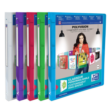 Oxford 100202273 Polyvision 959034-20 Classeur personnalisable Coloris Assorties Lot de 12 Transparent