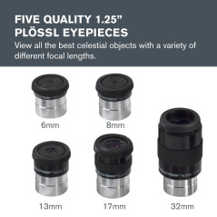 Celestron 94303 1.25 inch Eyepiece & Filter Kit - Includes 14 Pieces in Metal Foam-Lined Carry Case, Silver