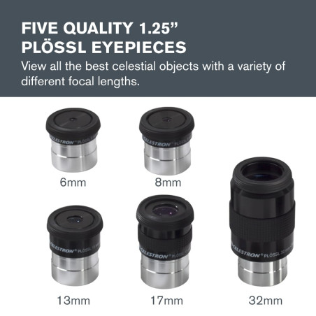 Celestron 94303 1.25 inch Eyepiece & Filter Kit - Includes 14 Pieces in Metal Foam-Lined Carry Case, Silver