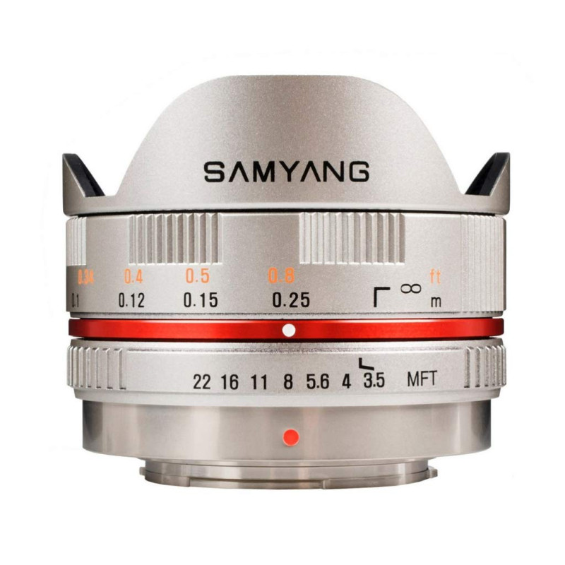 Samyang SAM75M43A Objectif 7,5 mm F3,5 Micro 4/3 Fisheye Argent Samyang SAM75M43A Objectif 7,5 mm F3,5 Micro 4/3 Fisheye Argent