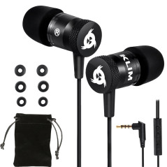KLIM Fusion Écouteurs Filaires avec Micro Hi-FI, Mousse à Mémoire, Jack 3.5mm, Noir