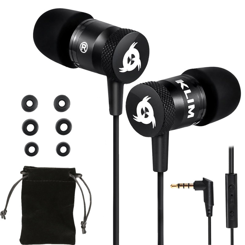 KLIM Fusion Écouteurs Filaires avec Micro Hi-FI, Mousse à Mémoire, Jack 3.5mm, Noir KLIM Fusion Écouteurs Filaires avec Micro Hi-FI, Mousse à Mémoire, Jack 3.5mm, Noir