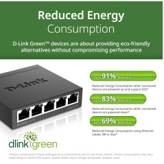 D-Link DGS-105 Switch 5 Ports Gigabit Metallique 10/100/1000mbps - Idéal Partage de Connexion et Mise en Réseau Small/Home Offic