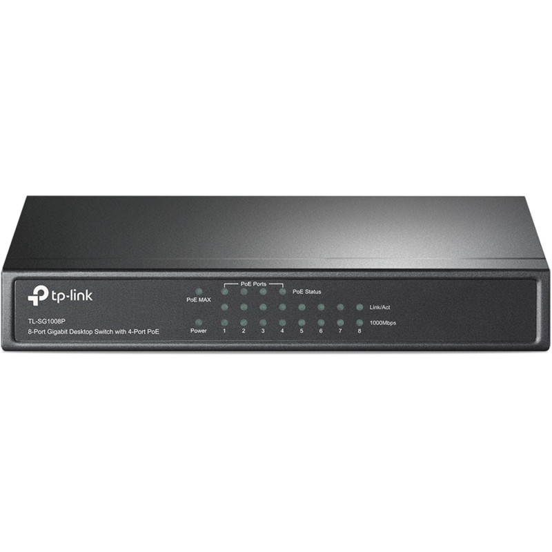 TP-Link PoE Switch 8-Port Gigabit, 4 PoE+ Ports up to 30 W for Each PoE Port and 64 W for All PoE Ports, Metal Casing, Plug and TP-Link PoE Switch 8-Port Gigabit, 4 PoE+ Ports up to 30 W for Each PoE Port and 64 W for All PoE Ports, Metal Casing, Plug and