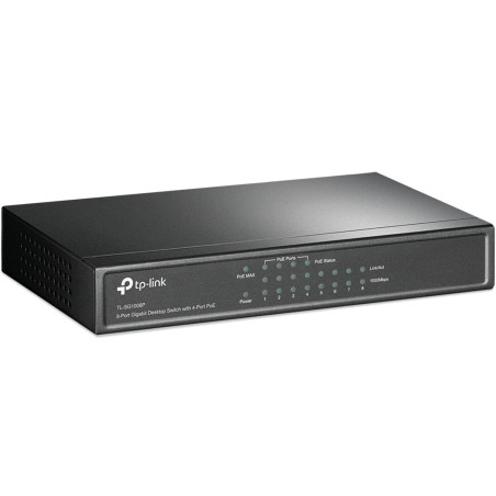TP-Link PoE Switch 8-Port Gigabit, 4 PoE+ Ports up to 30 W for Each PoE Port and 64 W for All PoE Ports, Metal Casing, Plug and
