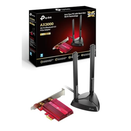 TP-Link WiFi 6 Carte WiFi PCIe AX3000, Archer TX3000E, Adaptateur Bi-Bande Bluetooth 5.3 avec 2 antennes multidirectionnelles, I