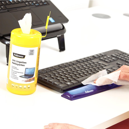 Fellowes Boite 100 Lingettes nettoyantes pour le Bureau, pour les écrans et autres surfaces, sans alcool, 9970311
