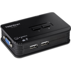 TRENDnet, TK-207K, Commutateur KVM USB 2 ports, contrôlez deux ordinateurs avec un seul ensemble de commandes de console, résolu