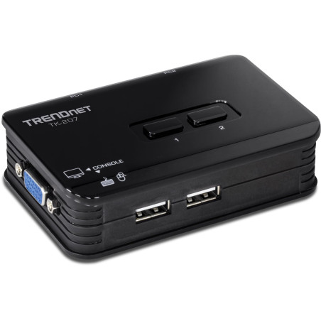TRENDnet, TK-207K, Commutateur KVM USB 2 ports, contrôlez deux ordinateurs avec un seul ensemble de commandes de console, résolu