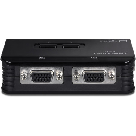 TRENDnet, TK-207K, Commutateur KVM USB 2 ports, contrôlez deux ordinateurs avec un seul ensemble de commandes de console, résolu