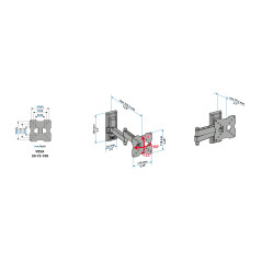 Meliconi EDR-100 Support Mural en métal Triple Rotation avec Double Bras de déport (Inclinable et Orientable, Triple Rotation)