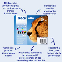 Epson T0711 Guépard Noir, Cartouche d'encre d'origine, D78 D120 DX4000 DX5000 DX6000 DX7400 DX8400 DX9400F S20 S21 SX100 SX105 S