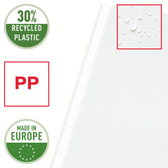 Esselte Quality, Pochettes Plastique Perforées A3 Portrait, Matière Grainée Mate Transparente, Ouverture sur le haut, Polypropyl