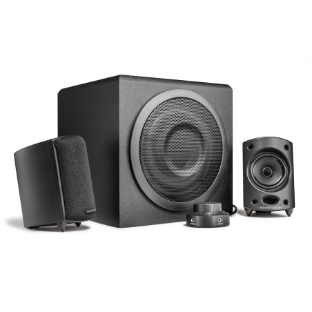 Wavemaster MOODY - Kit d'enceintes 2.1 Stereo (65 Watt) Pour TV, gaming, smartphone, PC, tablette