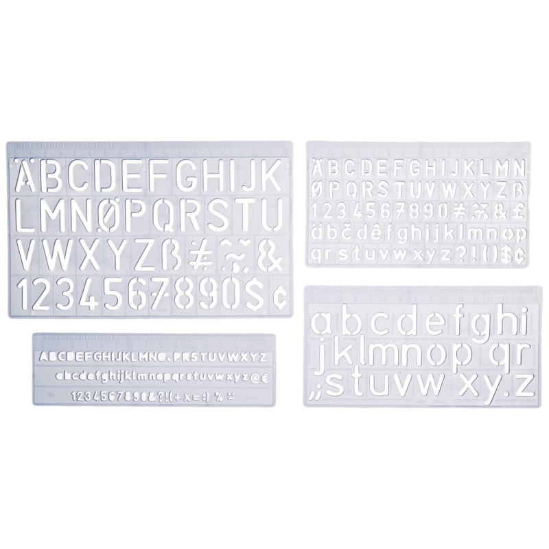 Wedo 07012 Kit trace-lettres avec 3 hauteurs de caractère 5 mm/10 mm/20mm - Pack de 4 Wedo 07012 Kit trace-lettres avec 3 hauteurs de caractère 5 mm/10 mm/20mm - Pack de 4