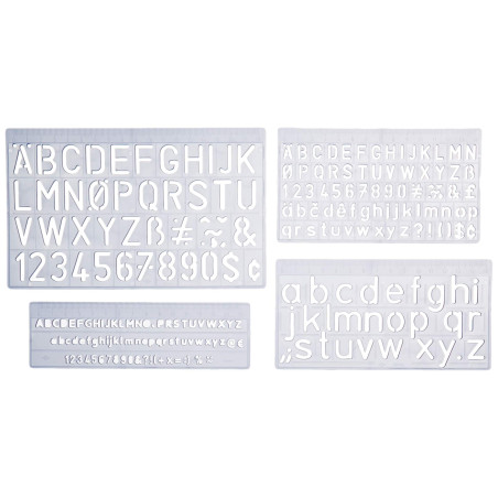 Wedo 07012 Kit trace-lettres avec 3 hauteurs de caractère 5 mm/10 mm/20mm - Pack de 4