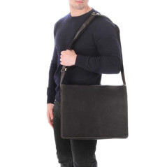 VISCONTI - Très Grand Sacoche Ordinateur 15-16 Pouces - Sac Bandoulière Homme Cuir - A4 Sac de Travail - Bandoulière Réglable -