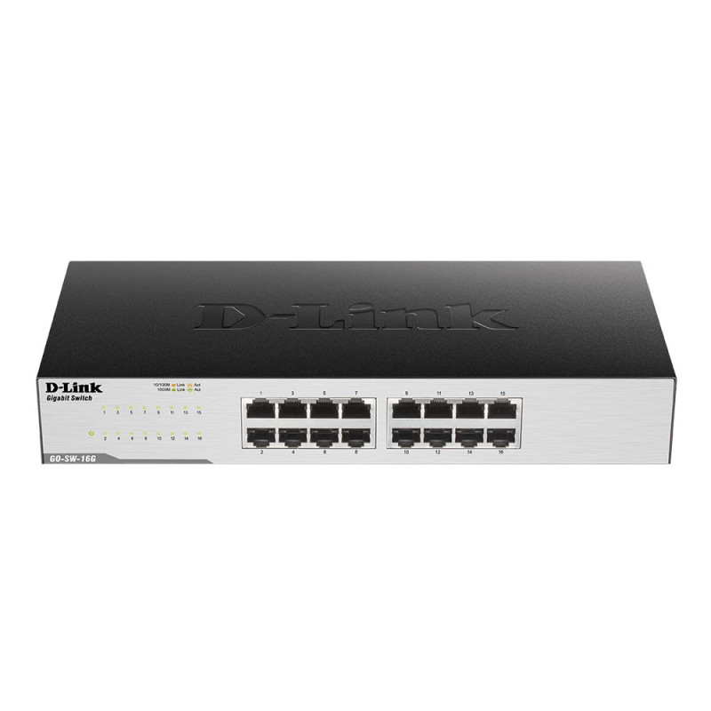 D-Link GO-SW-16G Switch 16 ports Gigabit 10/100/1000mbps - Idéal Partage de Connexion et Mise en Réseau Small/Home Office