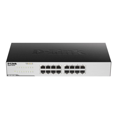 D-Link GO-SW-16G Switch 16 ports Gigabit 10/100/1000mbps - Idéal Partage de Connexion et Mise en Réseau Small/Home Office