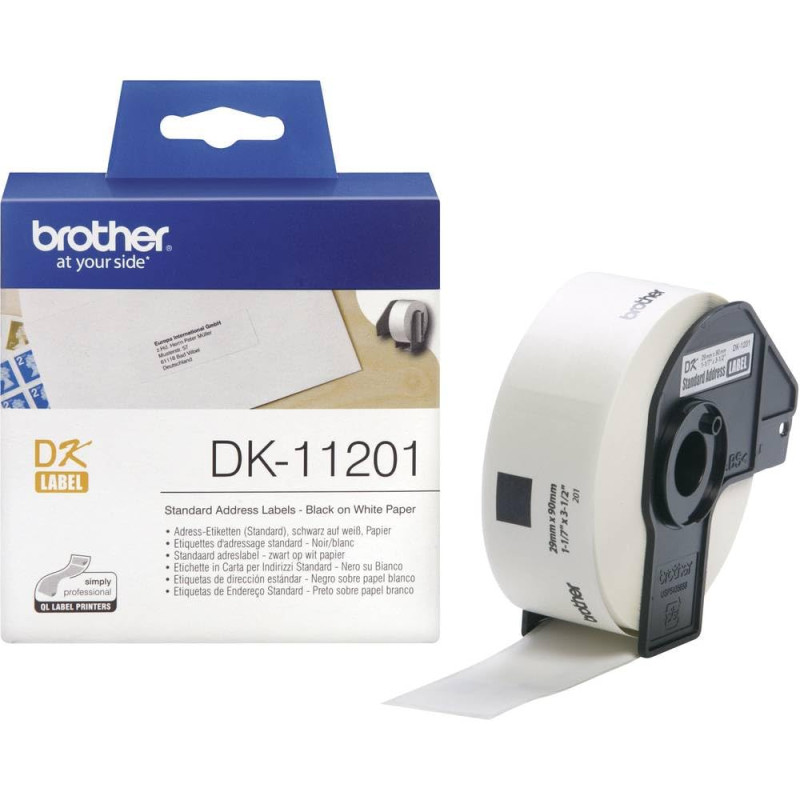 BROTHER Rouleau de 400 étiquettes d'adressage 29 x 90 mm pour étiqueteuses QL500 et QL550 - DK11201 BROTHER Rouleau de 400 étiquettes d'adressage 29 x 90 mm pour étiqueteuses QL500 et QL550 - DK11201
