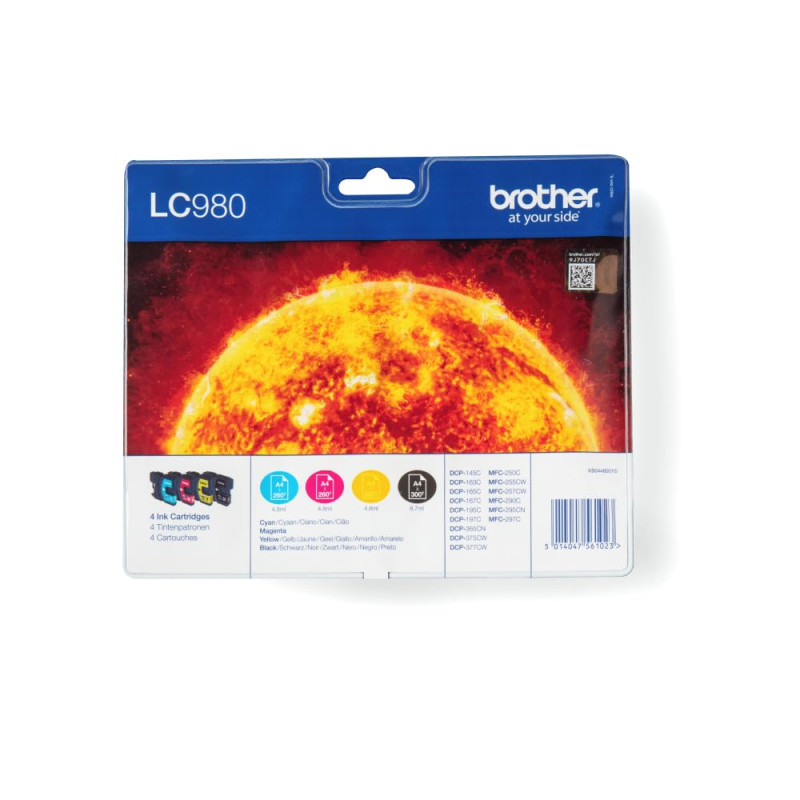 Pack cartouche BROTHER LC980VALBP - Noir + 3 couleurs