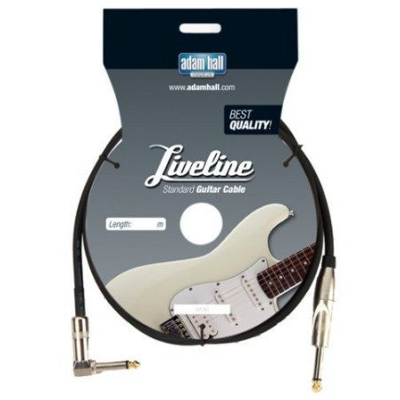 Adam Hall Cables 3 STAR IPR 0600 - Câble Instrument Jack 6,35 mm mono vers Jack 6,35 mm mono coudé 6 m