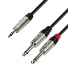 Adam Hall Cables 4 STAR YWPP 0300 - Câble Audio REAN Mini-Jack 3,5 mm stéréo vers 2 x Jack 6,35 mm mono 3 m