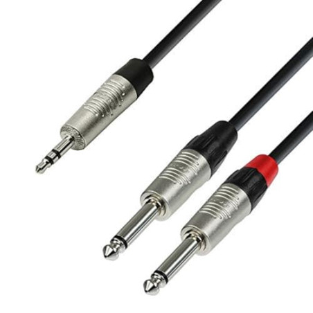 Adam Hall Cables 4 STAR YWPP 0300 - Câble Audio REAN Mini-Jack 3,5 mm stéréo vers 2 x Jack 6,35 mm mono 3 m
