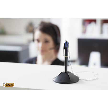 BIC 4 Couleurs Counter Pen - Stylo-Bille Rétractable sur Socle Pointe Moyenne (1,0 mm) - Certifié NF Environnement - Boîte de 1