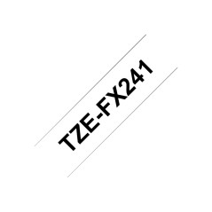 Brother TZe-FX241 | Ruban original Laminé flexible | 18 mm | Noir sur fond Blanc | 8M