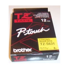 Brother TZe-S631 - Adesivo extra forte - Nero su giallo - Rotolo (1,2 cm x 8 m)