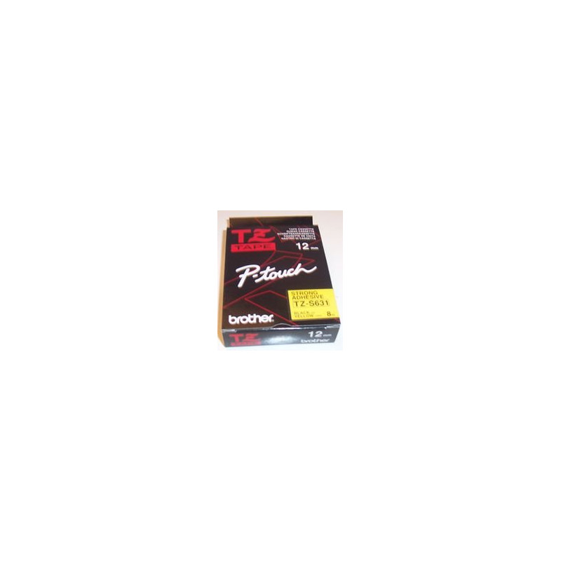 Brother TZe-S631 - Adesivo extra forte - Nero su giallo - Rotolo (1,2 cm x 8 m) Brother TZe-S631 - Adesivo extra forte - Nero su giallo - Rotolo (1,2 cm x 8 m)