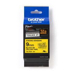 Brother Ruban adhésif extra fort TZe TZe-S621 - Couleur du ruban : jaune - Couleur de l'écriture : noir 9 mm 8 m