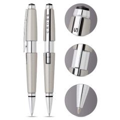 CROSS Edge - Roller titanium convertible / Stylo rechargeable - Avec système d’ouverture par glissement - Écrin classique et rec