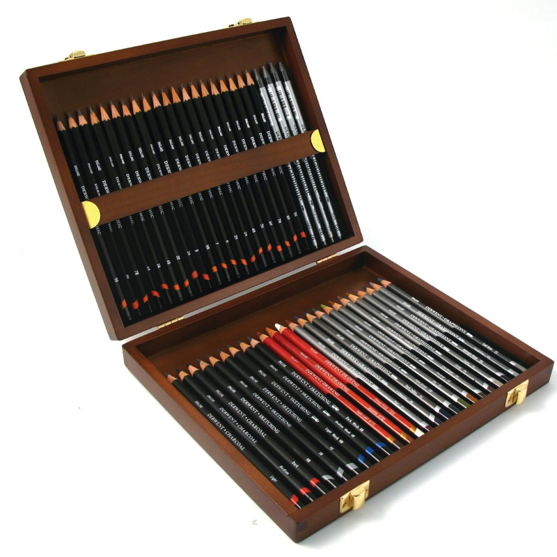 Derwent Sketching Collection - Set de 48 Crayons dans un Coffret en Bois, Qualité Professionnelle, 0700759