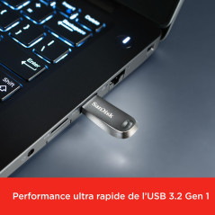 SanDisk 512 Go Ultra Luxe Flash Drive USB 3.2 Gen 1, Clé USB, des vitesses allant jusqu'à 400 Mo/s en lecture, Argent
