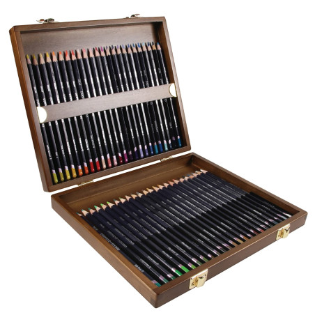 Derwent Studio - Set de 48 Crayons de Couleurs dans un Coffret en Bois, Qualité Professionnelle, 0700822