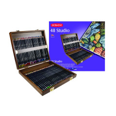 Derwent Studio - Set de 48 Crayons de Couleurs dans un Coffret en Bois, Qualité Professionnelle, 0700822