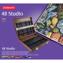Derwent Studio - Set de 48 Crayons de Couleurs dans un Coffret en Bois, Qualité Professionnelle, 0700822