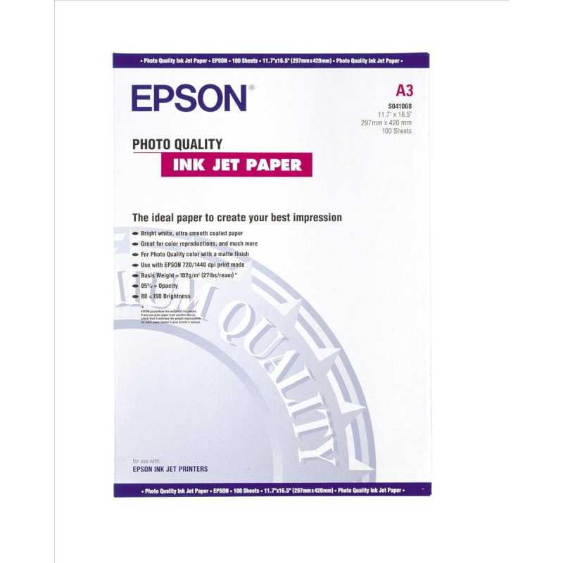 Epson Photo Quality Papier Couché Mat, Taille Unique