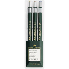 Faber-Castell 136030 - Lot de 3 porte-mines TK-FINE 9760, épaisseur des mines: 0,35 mm ; 0,5 mm + 0,7 mm, dureté HB