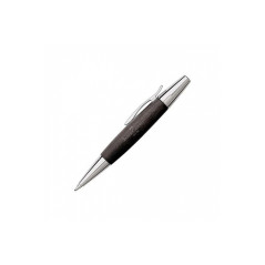Faber-Castell 148383 - Stylo à bille twist e-motion poirier/chrome, Mine B, Couleur du corps : noir/argent