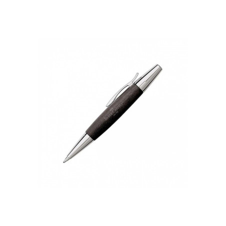Faber-Castell 148383 - Stylo à bille twist e-motion poirier/chrome, Mine B, Couleur du corps : noir/argent
