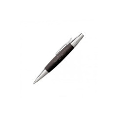 Faber-Castell 148383 - Stylo à bille twist e-motion poirier/chrome, Mine B, Couleur du corps : noir/argent