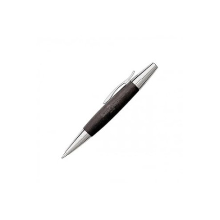 Faber-Castell 148383 - Stylo à bille twist e-motion poirier/chrome, Mine B, Couleur du corps : noir/argent