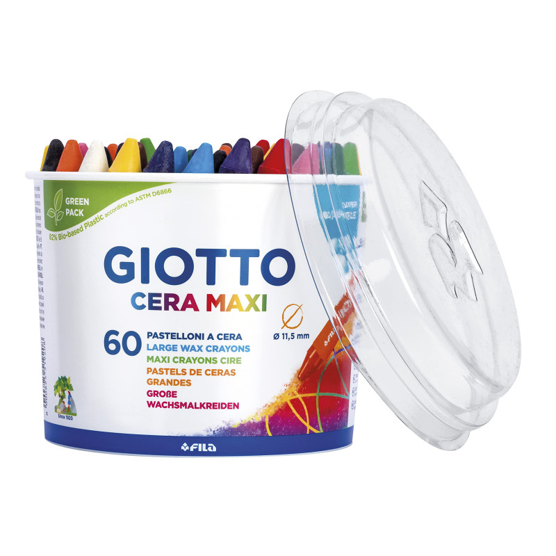 GIOTTO Cera Maxi - Pot 60 crayons cire